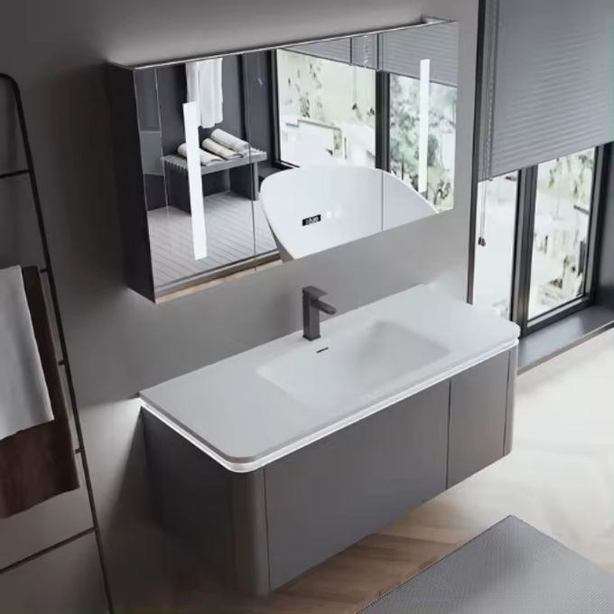 Armoire de salle de bain personnalisée à mur 60 pouces Vanité évier unique 0