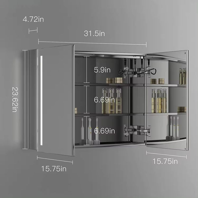OEM maquillage mur suspendu évier vanité miroir LED avec bassin de résine 1