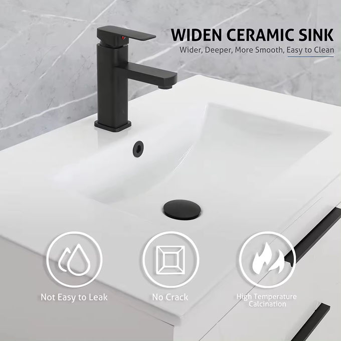 Unité de vanité d'évier flottant blanc de salle de bain sur mesure 500 mm 0
