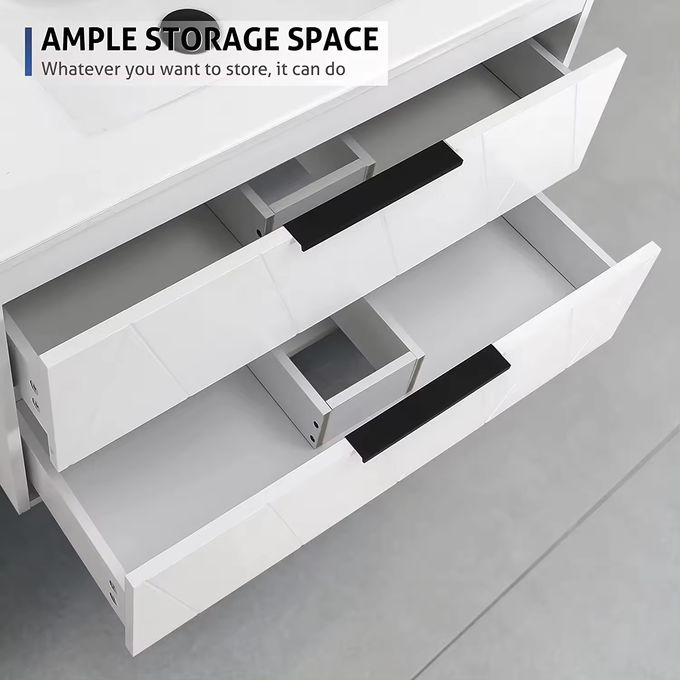 Unité de vanité d'évier flottant blanc de salle de bain sur mesure 500 mm 1